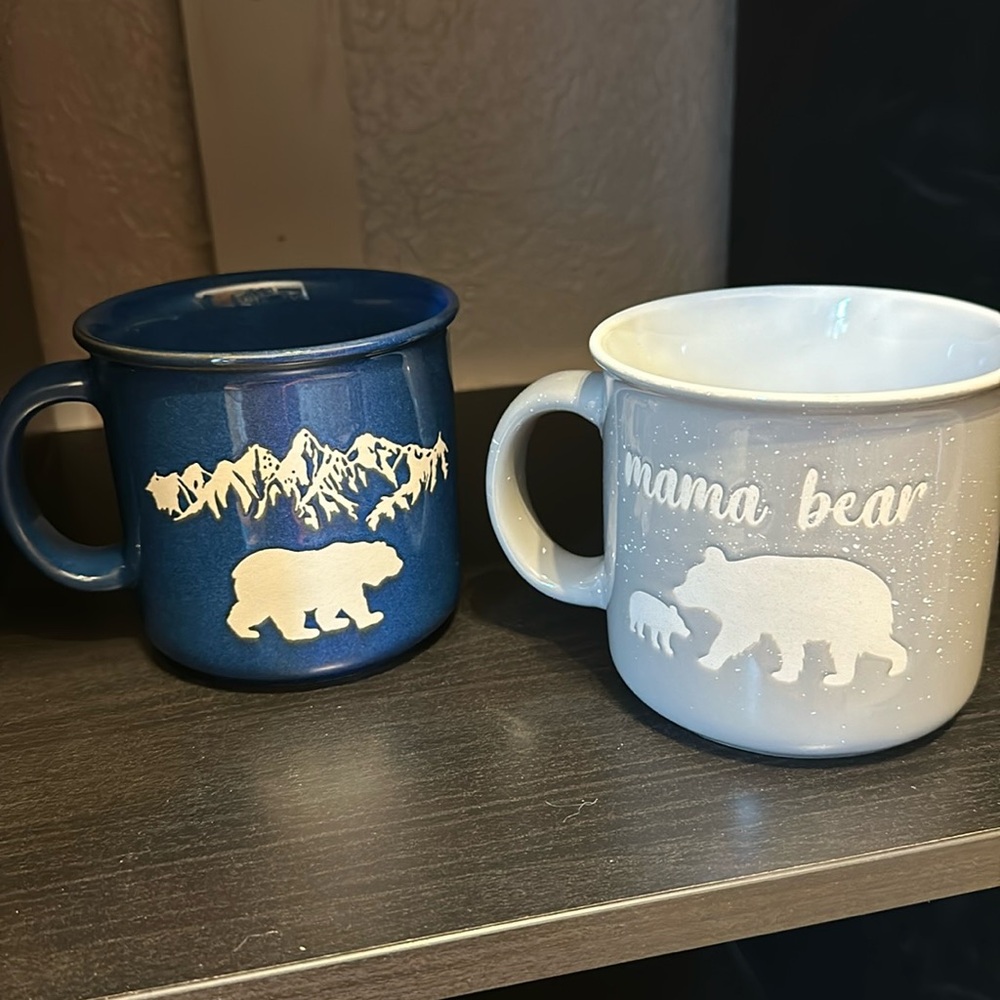 Set of 2 Ceramic Bear mugs